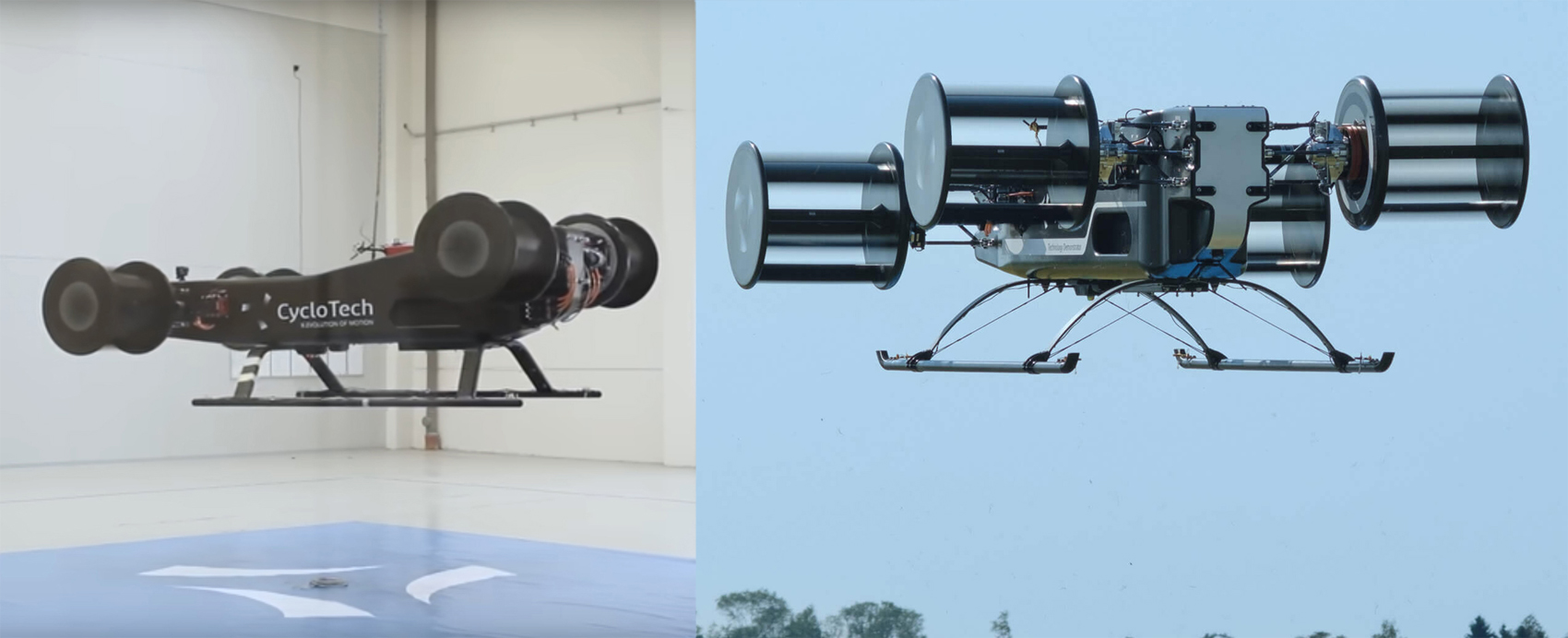 CycloTech Bumblee Bee 1.0 technology demonstrator and Bumblee Bee 2.0 technology demonstrators in flight CycloTech Bumblee Bee 1.0 technology demonstrator and Bumblee Bee 2.0 technology demonstrators in flight